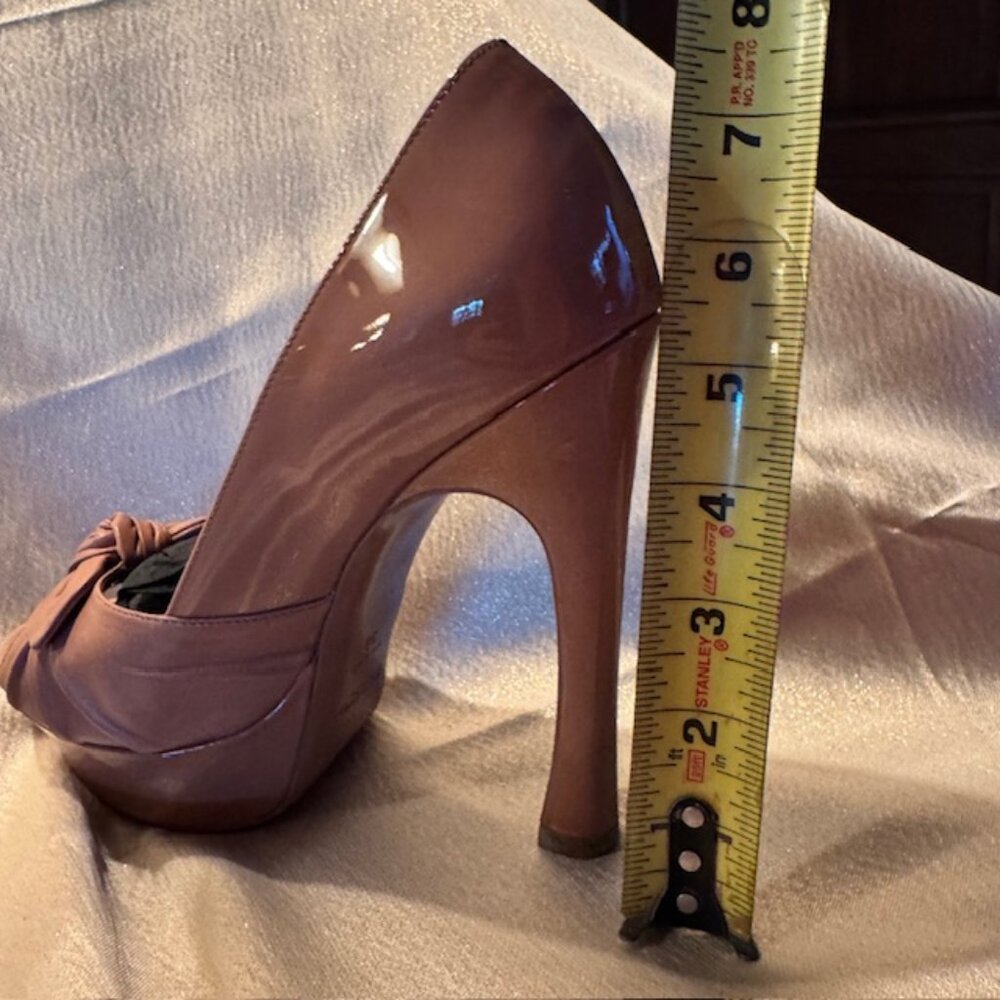 Yves Saint Laurent Palais B Light Clay Platform Heel - Size 38 -LIKE NEW - Picture 6 of 16